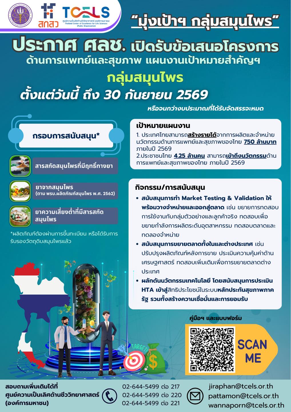 TCELS เปิดรับข้อเสนอโครงการ ด้านการแพทย์และสุขภาพ แผนงานเป้าหมายสำคัญ “กลุ่มสมุนไพร”